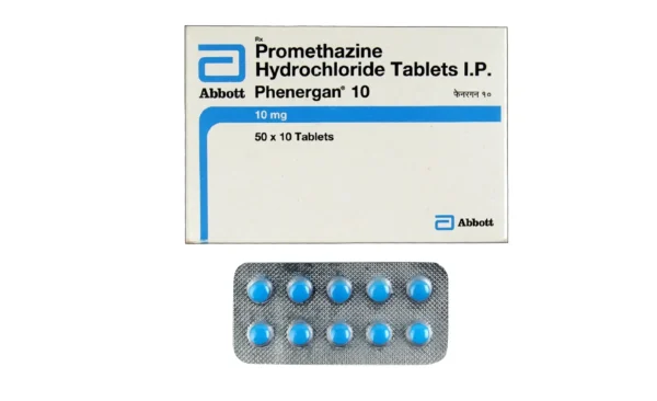 Box and blister pack of Promethazine Hydrochloride Tablets I.P. 10mg