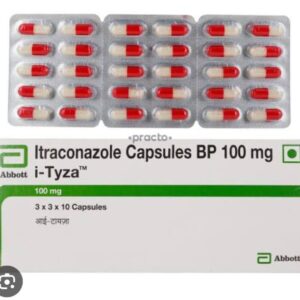 i-Tyza Itraconazole Capsules with blister packs of red and white capsules